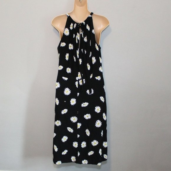 Kate Spade Daisy Print Halter Dress Black Yellow White Women's Size 10 H11549 - Picture 5 of 11